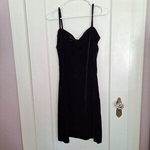 Black Velvet Mini Dress Spaghetti Strap Cowl Neck Vintage Retro Park Avenue EUC